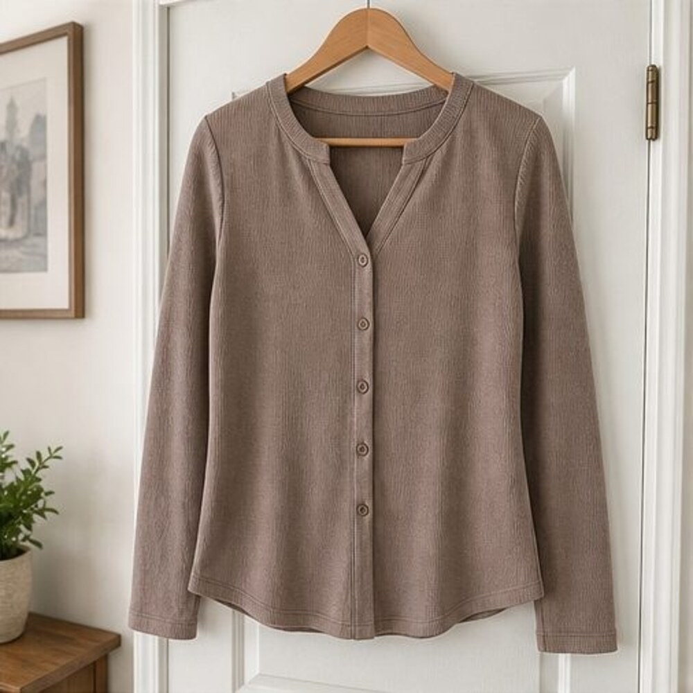 Taupe Tie Neck Blouse